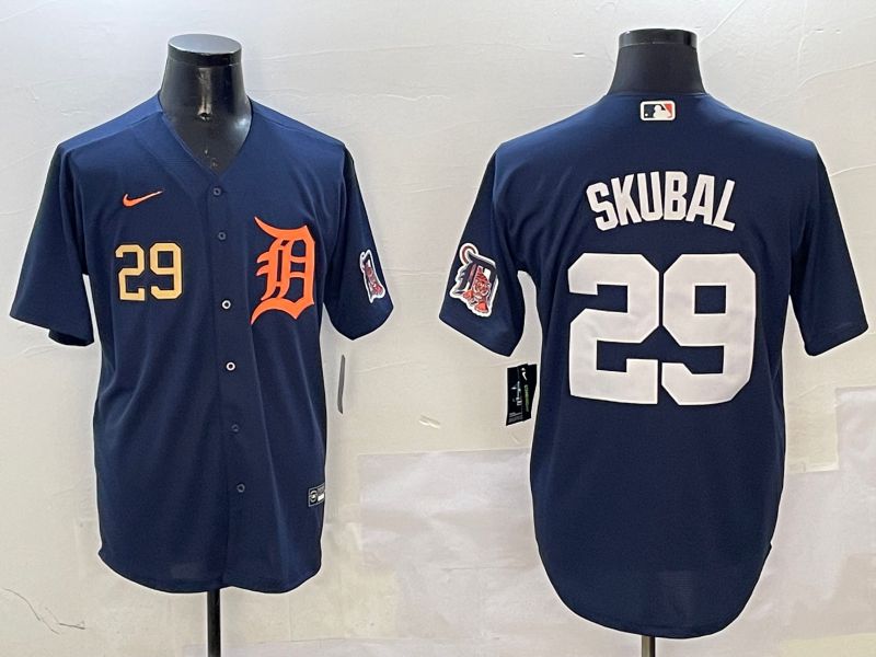 Men Detroit Tigers #29 Skubal Drak Blue Game 2025 Nike MLB Jersey style 3113->detroit tigers->MLB Jersey